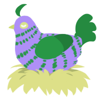 the dab, a lilac and viridian chicken with a bar pattern