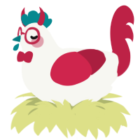A white and crimson chicken