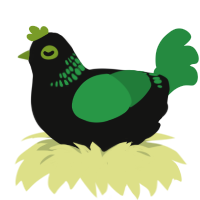 A black and viridian chicken with a neck-band pattern