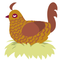 A ochre and russet chicken with a lace pattern