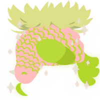 A rose and chartreuse chicken with a lace pattern