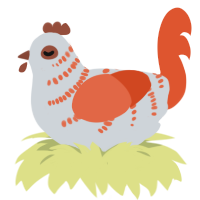 A mist and vermilion chicken with a half-bar pattern