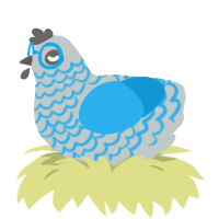 A silver and sky chicken with a lace pattern