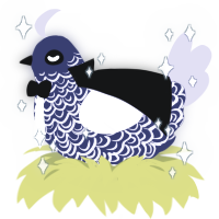 A navy and lilac chicken with a double-lace pattern