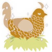 A ochre and beige chicken with a lace pattern