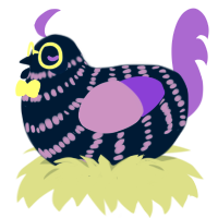 A tumblr and lilac chicken with a bar pattern