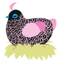 Wannabe, a black and pink chicken with a double-lace pattern
