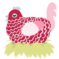A crimson and rose chicken with a lace pattern