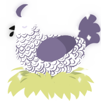 A white and overcast chicken with a double-lace pattern