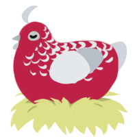 A crimson and mist chicken with a half-lace pattern