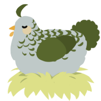 A silver and olive chicken with a half-lace pattern