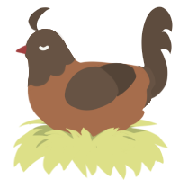 A brown and bark chicken with a head pattern