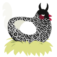 A black and white chicken with a double-lace pattern