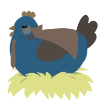 A sapphire and bark chicken with a neck-speckle pattern