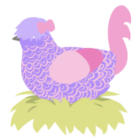 A lilac and pink chicken with a double-lace pattern