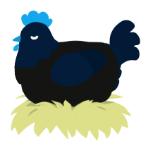 A black and tumblr chicken with a head pattern