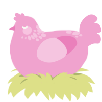 A pink chicken with a neck-speckle pattern