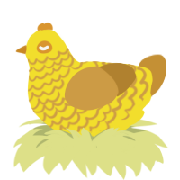 Sunflower, a yellow and gold chicken with a lace pattern