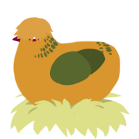 pumpkin, a orange and olive chicken with a neck-band pattern