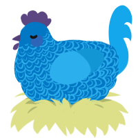 bluebell, a sapphire and sky chicken with a double-lace pattern
