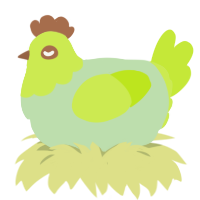 A gluppy and lime chicken with a head pattern