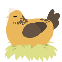 A honey and bark chicken with a neck-speckle pattern