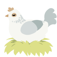 A white and silver chicken with a neck-speckle pattern