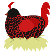 A sable and red chicken with a lace pattern