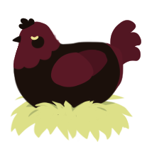 A sable and wine chicken with a head pattern