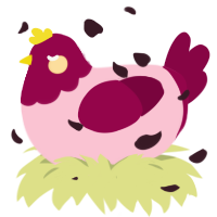 A rose and maroon chicken with a head pattern