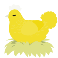 A yellow chicken with a half-lace pattern