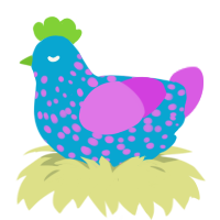 A cerulean and orchid chicken with a speckle pattern