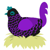 A sable and violet chicken with a lace pattern