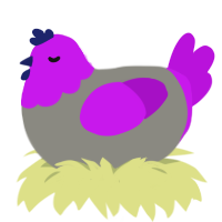 A ash and amethyst chicken with a head pattern