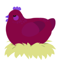 A maroon and wine chicken with a neck-speckle pattern