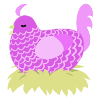 A orchid and lavender chicken with a lace pattern