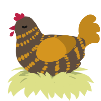 caramel turd, a bark and ochre chicken with a bar pattern