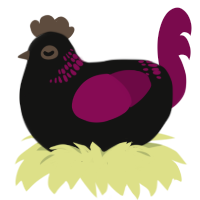 A black and wine chicken with a neck-band pattern