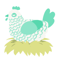 A white and mint chicken with a lace pattern