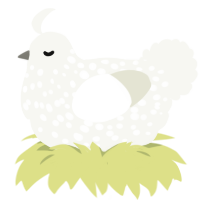 A white chicken with a speckle pattern