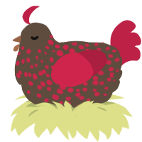 A bark and crimson chicken with a speckle pattern