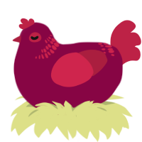 A maroon and crimson chicken with a neck-band pattern
