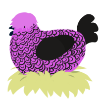 A orchid and sable chicken with a double-lace pattern