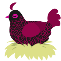 A sable and maroon chicken with a double-lace pattern