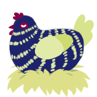 Sweetart, a navy and lemon chicken with a bar pattern