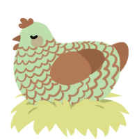A gluppy and brown chicken with a lace pattern