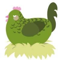 Matcha bby, a chartreuse and olive chicken with a half-lace pattern