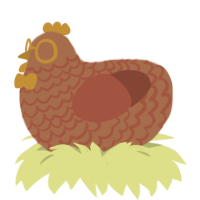 A brown and russet chicken with a lace pattern