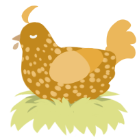 A ochre and honey chicken with a speckle pattern