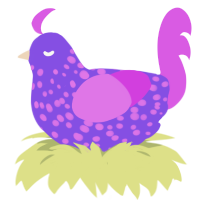 A blurple and orchid chicken with a speckle pattern
